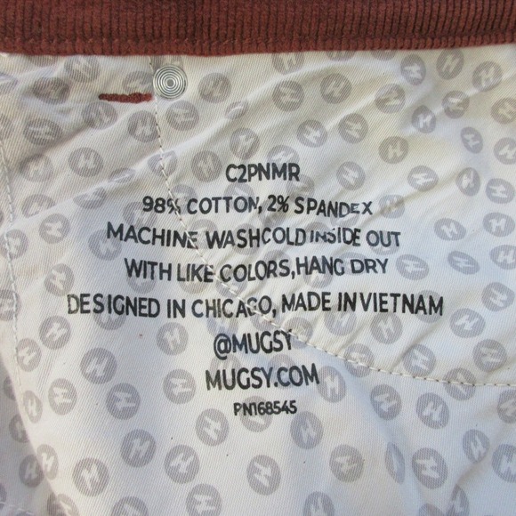 Mugsy Corduroy Pants Men 38 x 34 Desert Red Cotton 5 Pocket Stretch 754 - Picture 4 of 10